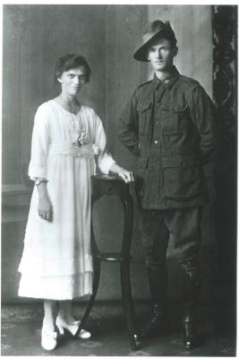 Black and White photograph. WWI Percy Punch and Johanna Jessie Young