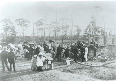 Black and white photograph.  Laying of  foundation stone Methodist Church