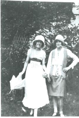 Black and White photograph.  Marie and I Miss 1927 and Miss 1827