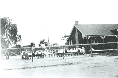 Black and White photograph.  Doodlakine School Anzac Service