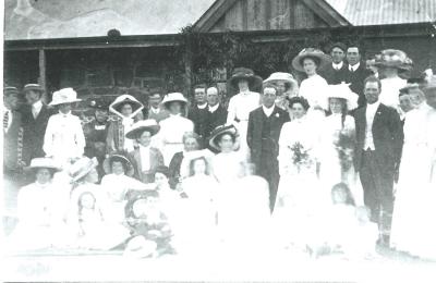 Black and White photograph.  Wedding of Kate Cummins of "Yalkyn"