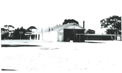 Black and White photograph.  Kellerberrin District High School.  Old Building - includes science lab