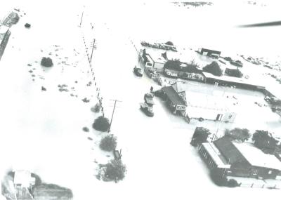 Black and White photograph.  Baandee Floods townsite