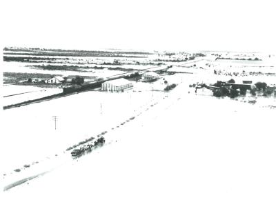 Black and White photograph.  Baandee Floods townsite