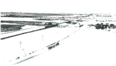 Black and White photograph.  Baandee Townsite Floods
