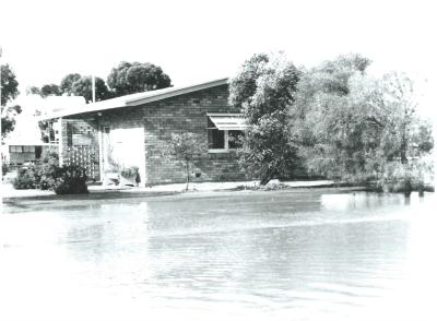 Black and White photograph.  Kellerberrin Floods, Doctors Surgery , Ripper St