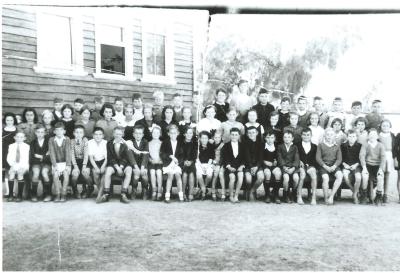 Black and White photograph.  School Group 1940 approx