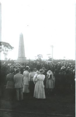 Black and White photograph.  The opening of the Kellerberrin Hospital and War Memorial