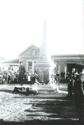 Black and White photograph.  Opening of Kellerberrin Hospital and War Memorial