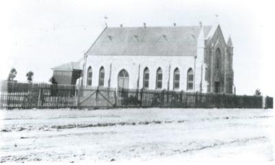 Black and White photograph.  St Joseph's Catholic Church, James St Kellerberrin