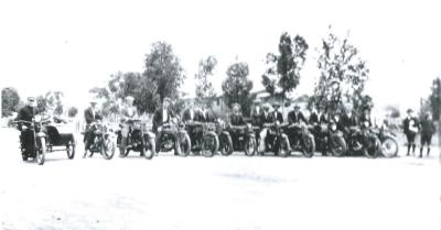 Black and White photograph.  Kellerberrin Motor Cycle Club.  Massingham St