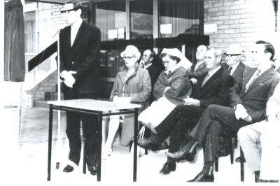 Black and White photograph.  Opening of  Kellerberrin Hospital extensions