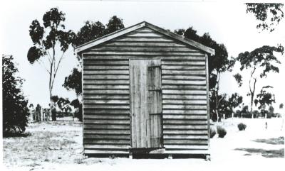 Black and White photograph.  Doodlakine Anglican Church Hall