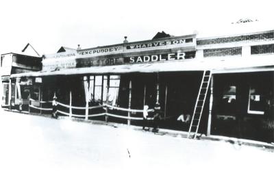 Black and White photograph.  Massingham Street, Kellerberrin.  Puddey's fire