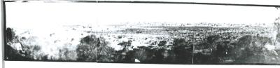 Black and White photograph Panorama photograph overlooking Kellerberrin from the Hill
