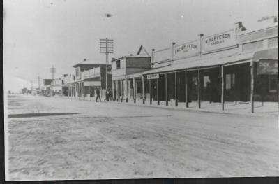 Black and White photograph.  Looking East