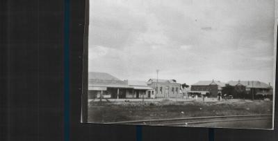 Black and White photograph.  Massingham St West Side complete.  Old Road's Board Office, Kellerberrin Hotel