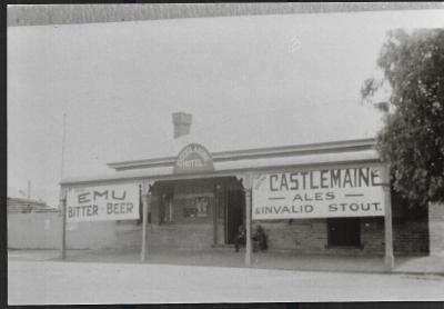 Black and White photograph.  First Doodlakine Hotel.  First Publican - H Speed