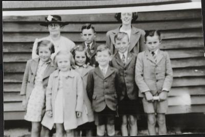 Black and White photograph.  Children attending Sunday School - Nicholls, Pascoes, Johnstons and Stones