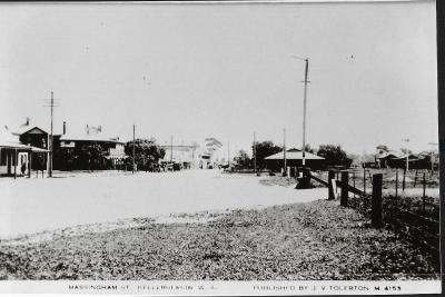Black and White photograph.  Looking west along Massingham St from East crossing