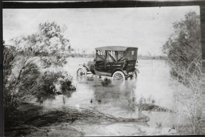 Black and White photograph.  Vehicle used to deliver mail to Mt Stirling.  Mail contract held by Sid Bird, Son in law of Sidney James Forster