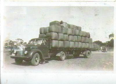 Black and White Photograph.  Truck Carting Wool