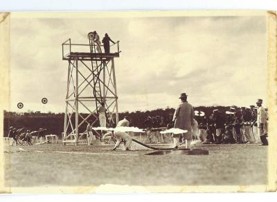 Black and White photograph 1929. Running Team competing at Perth oval.  Ladder run event 1929