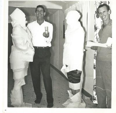 Black and White photograph.  Malcolm and Dennis Alcock