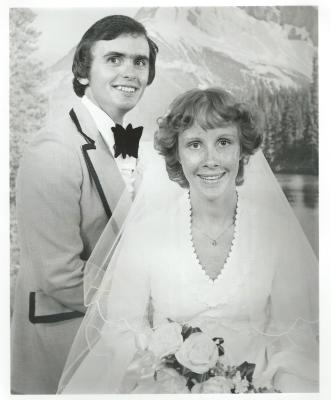Black and White photograph.  Wedding of John Stone and Lorraine Fulcher