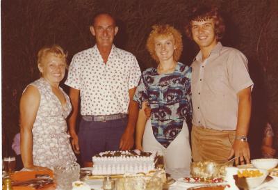 Gloria Hall, Bill Hall, Terri Hall, Greg Harris.  Colour photograph