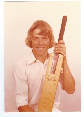 Colour photograph.  John Silver, son of Terry and Betty Silver.  John became the local plumber in town, he married Geraldine Main, daughter of Bill and Norma Main