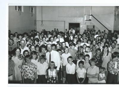 2 x Black and white photographs.   Kellerberrin Police and Citizens Hall.  Early 1970's.  Families and children attending an event