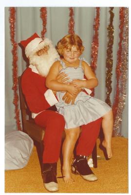 Colour photograph.  Deanne Fleming.  December 1978, visiting Santa