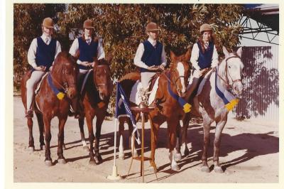 Colour photograph.  Heather May, Dawn Ware, Graham Cole, Kate Stevenson. Kellerberrin Pony Club