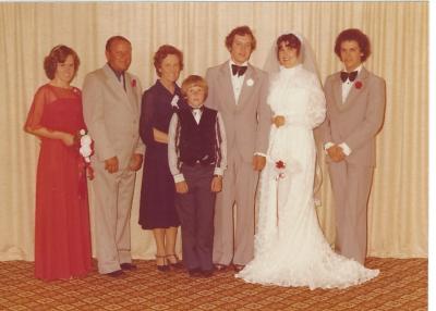 Colour photograph.  Caroline Tiller, Ivan Tiller, Audrey Tiller, Kelvin Tiller, Lindsay Tiller, Lesley Tiller, Neville Tiller Farmers - Kellerberrin