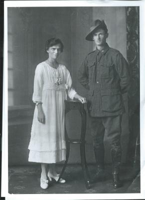 Black and White photograph.  Percy Punch and his wife