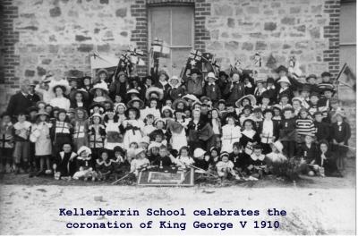 Copy of Black and White photograph. Kellerberrin school celebrates the coronation of King George V, 1910