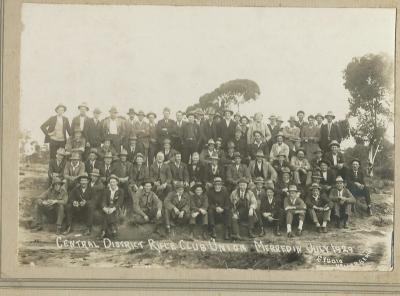 Black and White photograph.  Central Districts Rifle Club Union, Merredin July 1929