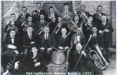 Black and White photograph.  Kellerberrin Brass Band - 1923