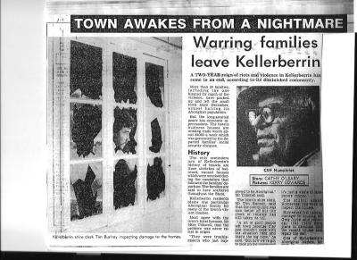 Newspaper Article contains information regarding race riots in Kellerberrin