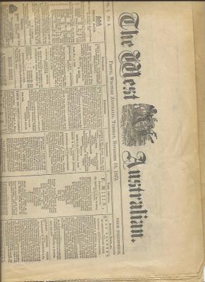 4 pages of West Australian Newspaper Tuesday November 18,1879 Price 3 pence