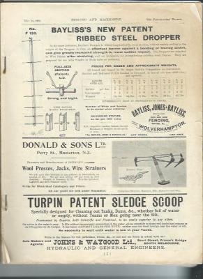 Catalogue with cover missing.  43 pages Dated May 15 ,1905 Fencing and Machinery supplies Editorials, journals and general information Stock Sales, sheep, cows, horses etc.