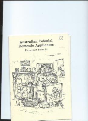 Reference guide produced by Educational Technology Centre 1984.  Education Department, South Australia.  Description and explanation of Domestic Appliances Washing Machines, Irons, Mincers etc