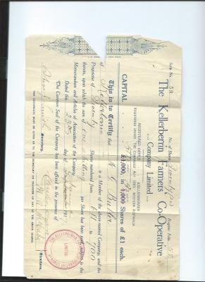 Late M A Butler - Mr G L Ogilvie - Deane Hammond. Envelope with various items inside including receipts and share certificates