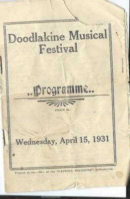 Programme for Doodlakine Music Festival.
