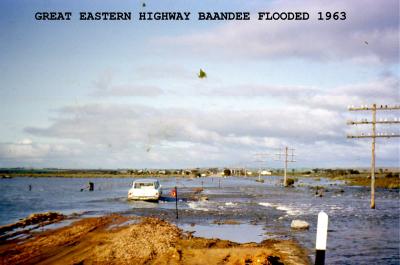 Colour photograph - car crossing at Baandee