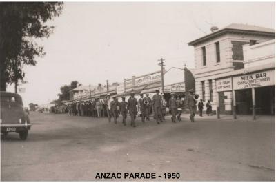 Black and White photograph, Massingham Street.  Anzac parade 1950