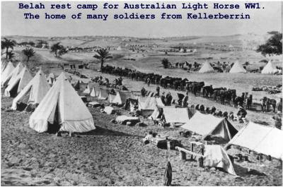 Black and White photograph Belah rest camp for Australian Light Horse WWI.  The home of many soldiers from Kellerberrin