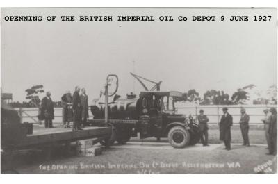 Black and White photograph of the  opening of the British Imperial Oil Co Depot
