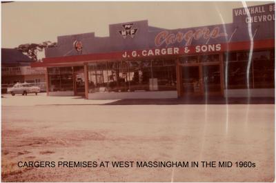 Colour photograph.  Carger's premises at West Massingham Street in the mid 1960's